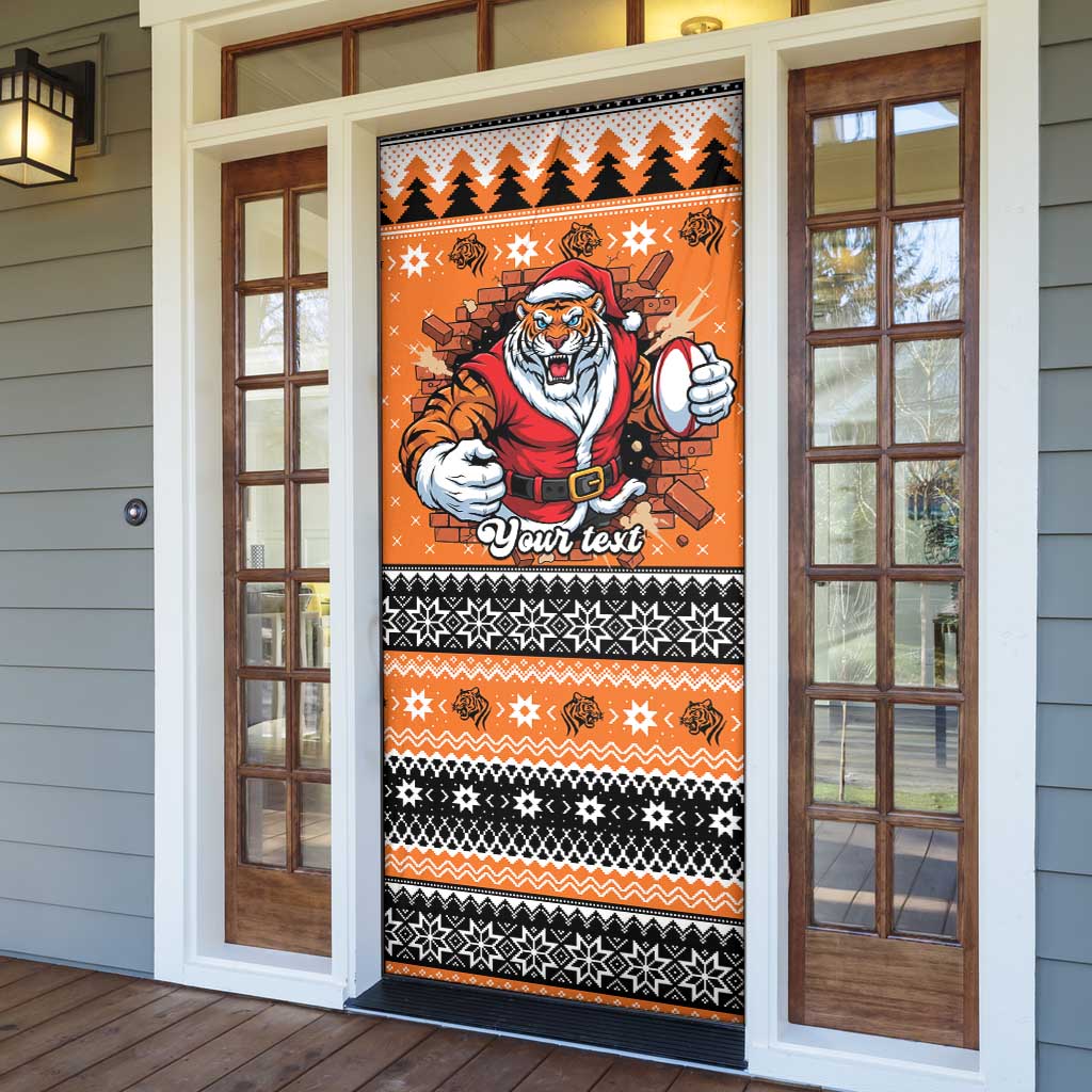 Santa Tiger Roar Personalized Door Cover Christmas Rugby League Spirit - Aussie Hoodie