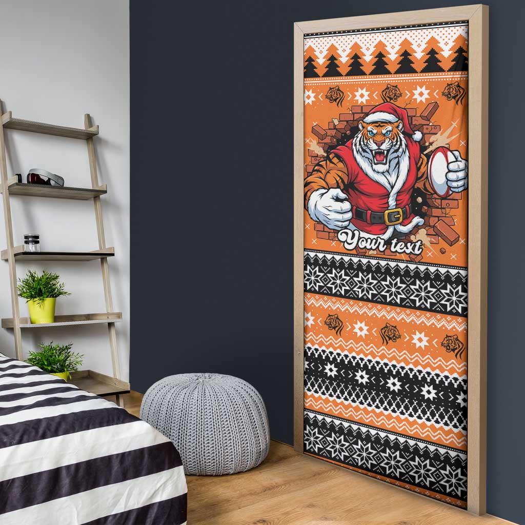 Santa Tiger Roar Personalized Door Cover Christmas Rugby League Spirit - Aussie Hoodie