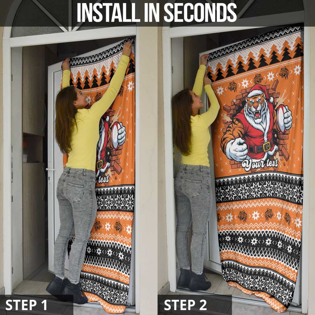 Santa Tiger Roar Personalized Door Cover Christmas Rugby League Spirit - Aussie Hoodie