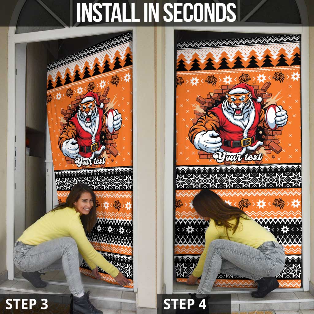 Santa Tiger Roar Personalized Door Cover Christmas Rugby League Spirit - Aussie Hoodie