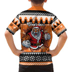 Santa Tiger Roar Personalized Family Matching Long Sleeve Bodycon Dress and Hawaiian Shirt Christmas Rugby League Spirit - Aussie Hoodie