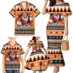 Santa Tiger Roar Personalized Family Matching Mermaid Dress and Hawaiian Shirt Christmas Rugby League Spirit - Aussie Hoodie