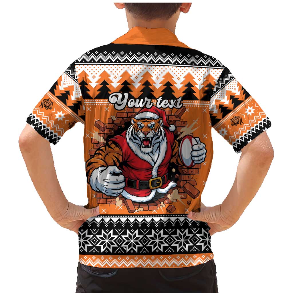 Santa Tiger Roar Personalized Family Matching Mermaid Dress and Hawaiian Shirt Christmas Rugby League Spirit - Aussie Hoodie