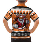 Santa Tiger Roar Personalized Family Matching Mermaid Dress and Hawaiian Shirt Christmas Rugby League Spirit - Aussie Hoodie