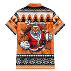 Santa Tiger Roar Personalized Family Matching Mermaid Dress and Hawaiian Shirt Christmas Rugby League Spirit - Aussie Hoodie