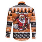 Santa Tiger Roar Personalized Family Matching Mermaid Dress and Hawaiian Shirt Christmas Rugby League Spirit - Aussie Hoodie