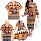 Santa Tiger Roar Personalized Family Matching Off The Shoulder Long Sleeve Dress and Hawaiian Shirt Christmas Rugby League Spirit - Aussie Hoodie