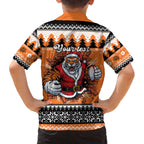 Santa Tiger Roar Personalized Family Matching Off The Shoulder Long Sleeve Dress and Hawaiian Shirt Christmas Rugby League Spirit - Aussie Hoodie