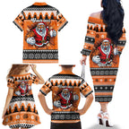 Santa Tiger Roar Personalized Family Matching Off The Shoulder Long Sleeve Dress and Hawaiian Shirt Christmas Rugby League Spirit - Aussie Hoodie