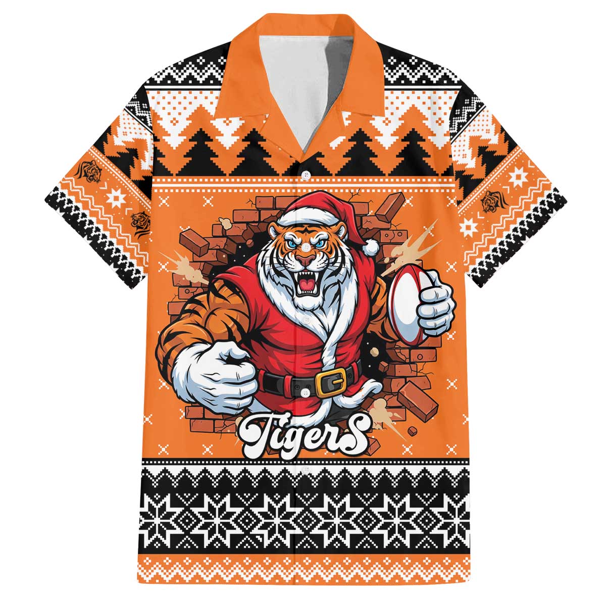 Santa Tiger Roar Personalized Family Matching Off The Shoulder Long Sleeve Dress and Hawaiian Shirt Christmas Rugby League Spirit - Aussie Hoodie