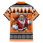 Santa Tiger Roar Personalized Family Matching Off The Shoulder Long Sleeve Dress and Hawaiian Shirt Christmas Rugby League Spirit - Aussie Hoodie