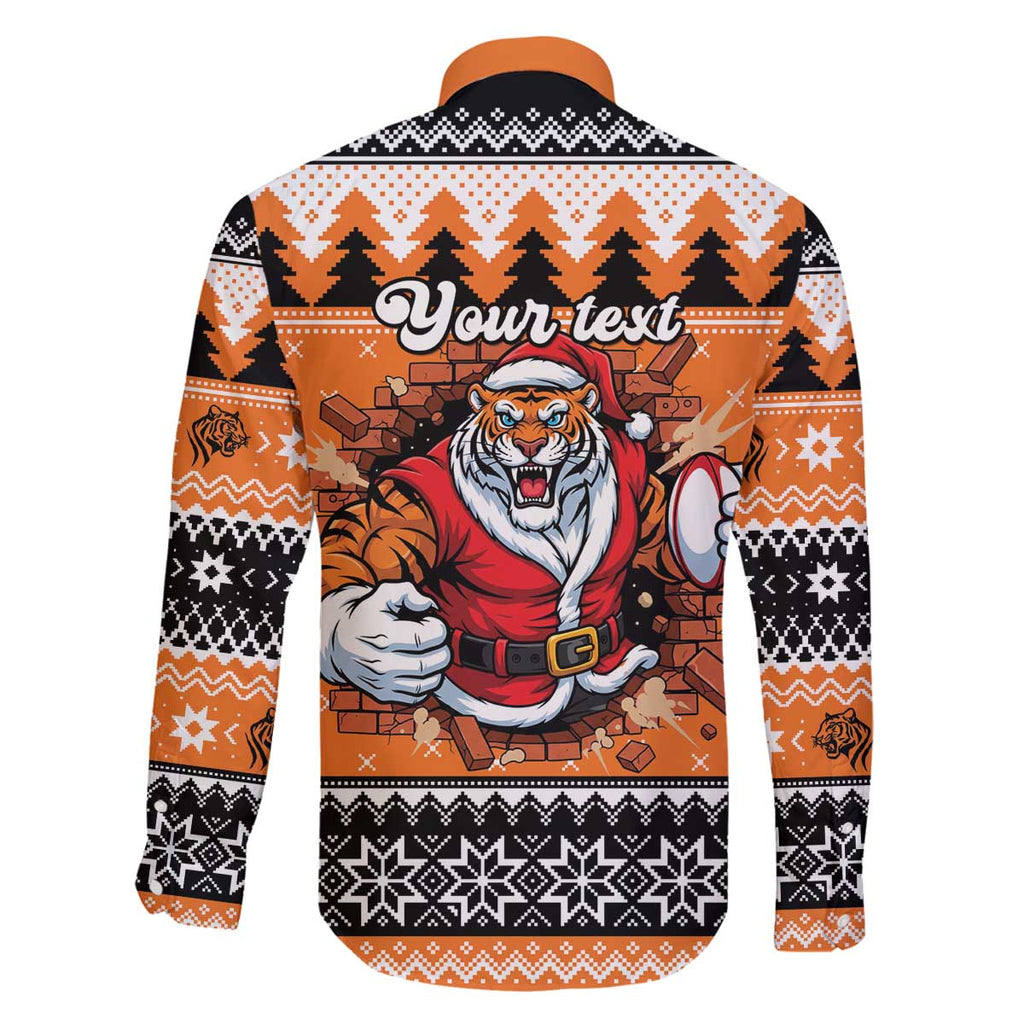 Santa Tiger Roar Personalized Family Matching Off The Shoulder Long Sleeve Dress and Hawaiian Shirt Christmas Rugby League Spirit - Aussie Hoodie