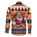 Santa Tiger Roar Personalized Family Matching Off The Shoulder Long Sleeve Dress and Hawaiian Shirt Christmas Rugby League Spirit - Aussie Hoodie
