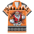Santa Tiger Roar Personalized Family Matching Off Shoulder Maxi Dress and Hawaiian Shirt Christmas Rugby League Spirit - Aussie Hoodie