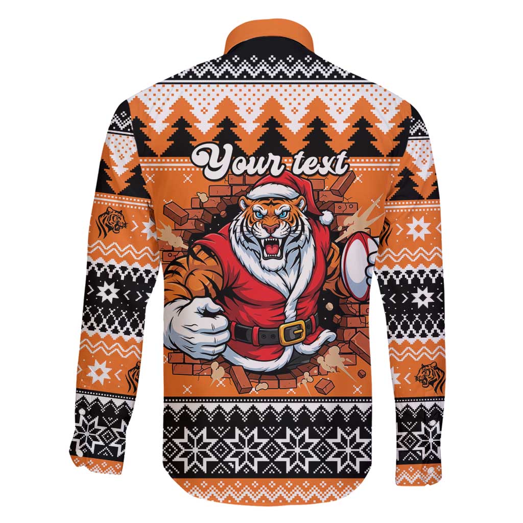 Santa Tiger Roar Personalized Family Matching Off Shoulder Maxi Dress and Hawaiian Shirt Christmas Rugby League Spirit - Aussie Hoodie