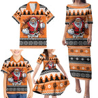 Santa Tiger Roar Personalized Family Matching Puletasi and Hawaiian Shirt Christmas Rugby League Spirit - Aussie Hoodie