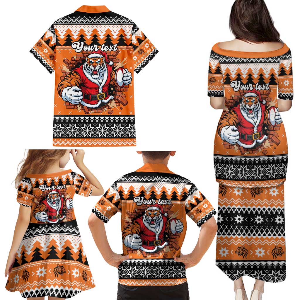 Santa Tiger Roar Personalized Family Matching Puletasi and Hawaiian Shirt Christmas Rugby League Spirit - Aussie Hoodie