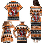 Santa Tiger Roar Personalized Family Matching Puletasi and Hawaiian Shirt Christmas Rugby League Spirit - Aussie Hoodie