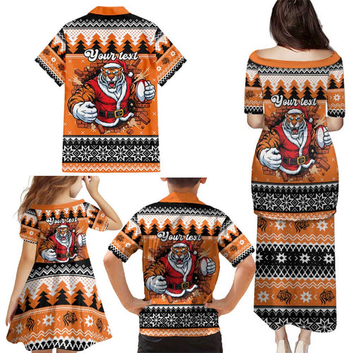 Santa Tiger Roar Personalized Family Matching Puletasi and Hawaiian Shirt Christmas Rugby League Spirit - Aussie Hoodie