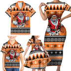 Santa Tiger Roar Personalized Family Matching Short Sleeve Bodycon Dress and Hawaiian Shirt Christmas Rugby League Spirit - Aussie Hoodie