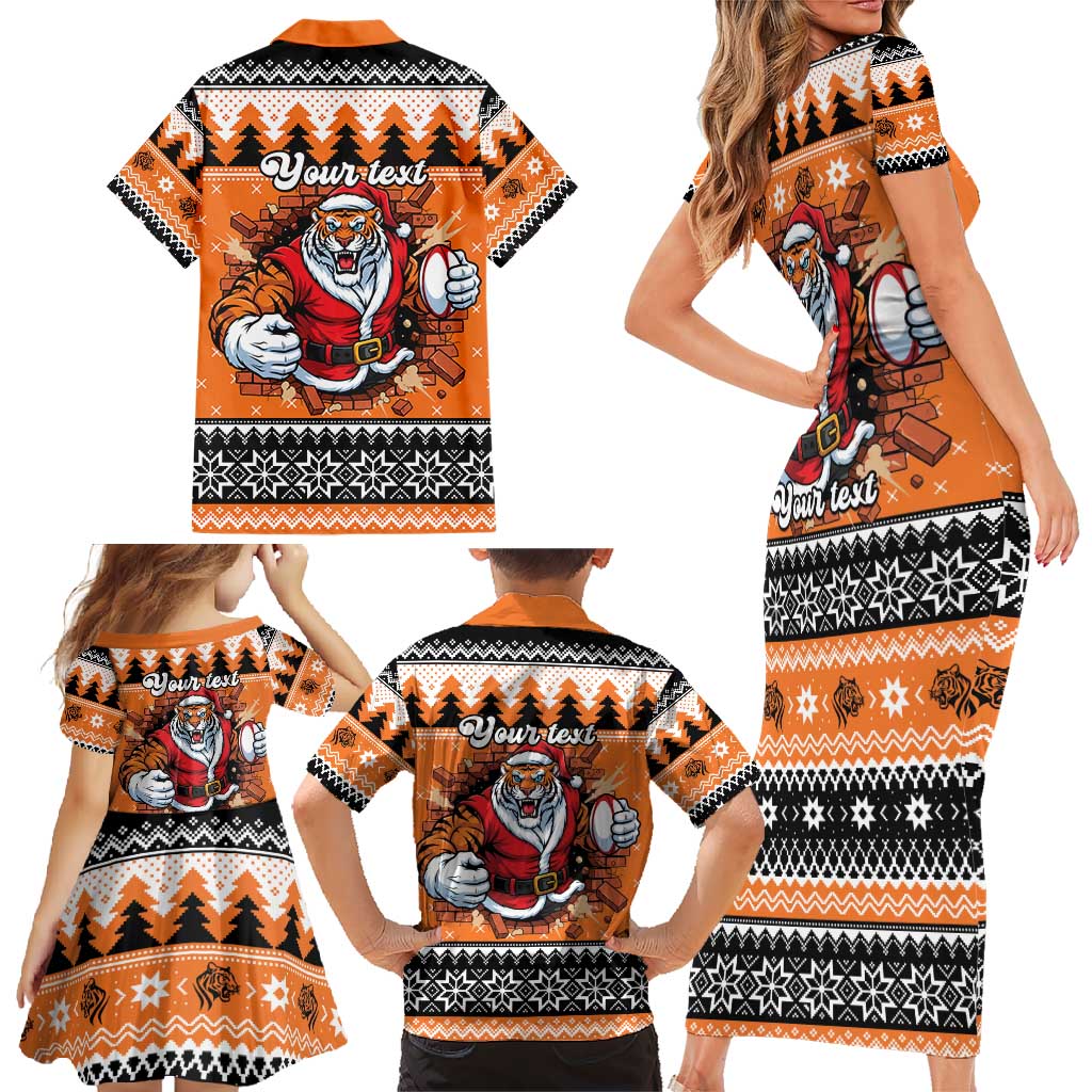 Santa Tiger Roar Personalized Family Matching Short Sleeve Bodycon Dress and Hawaiian Shirt Christmas Rugby League Spirit - Aussie Hoodie