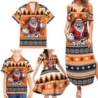 Santa Tiger Roar Personalized Family Matching Summer Maxi Dress and Hawaiian Shirt Christmas Rugby League Spirit - Aussie Hoodie