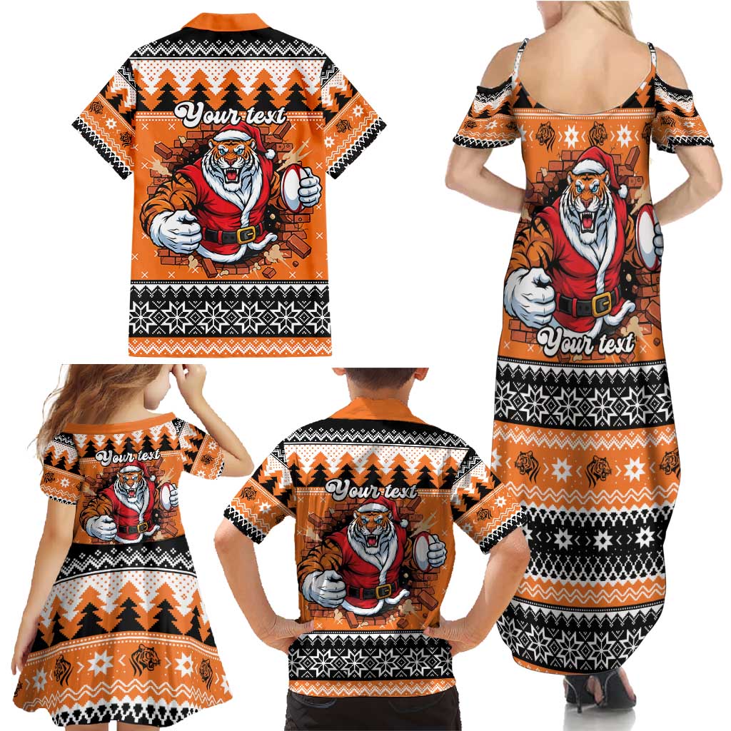 Santa Tiger Roar Personalized Family Matching Summer Maxi Dress and Hawaiian Shirt Christmas Rugby League Spirit - Aussie Hoodie
