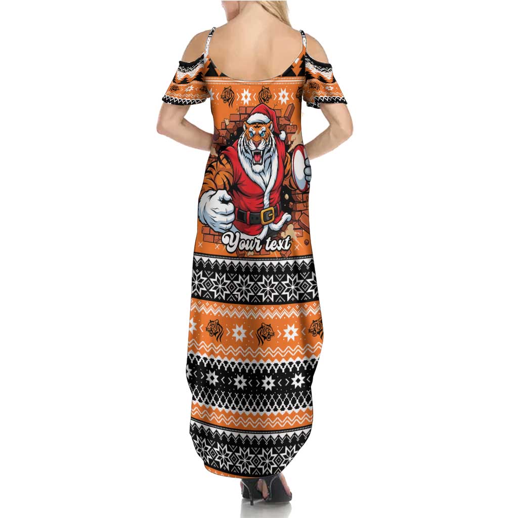 Santa Tiger Roar Personalized Family Matching Summer Maxi Dress and Hawaiian Shirt Christmas Rugby League Spirit - Aussie Hoodie