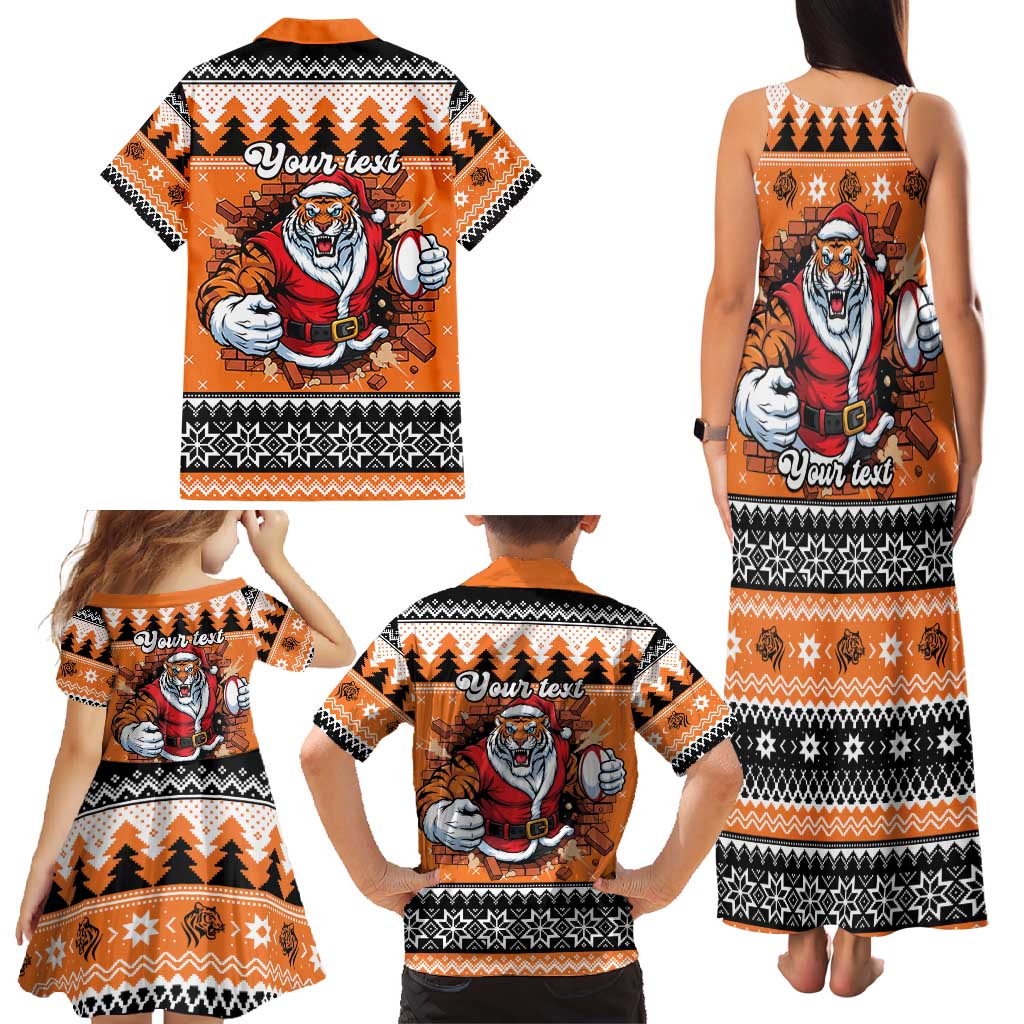 Santa Tiger Roar Personalized Family Matching Tank Maxi Dress and Hawaiian Shirt Christmas Rugby League Spirit - Aussie Hoodie