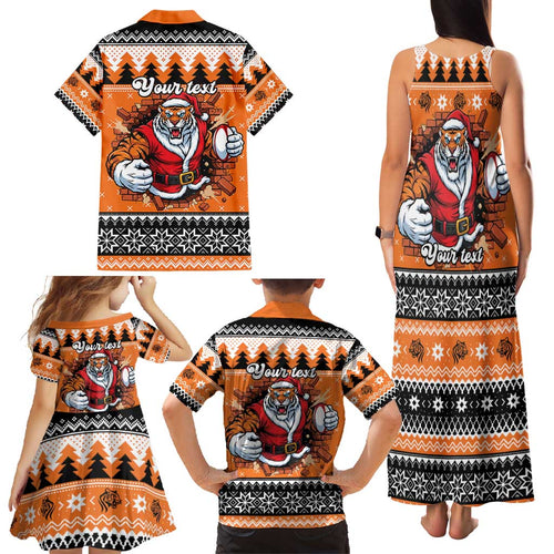 Santa Tiger Roar Personalized Family Matching Tank Maxi Dress and Hawaiian Shirt Christmas Rugby League Spirit - Aussie Hoodie