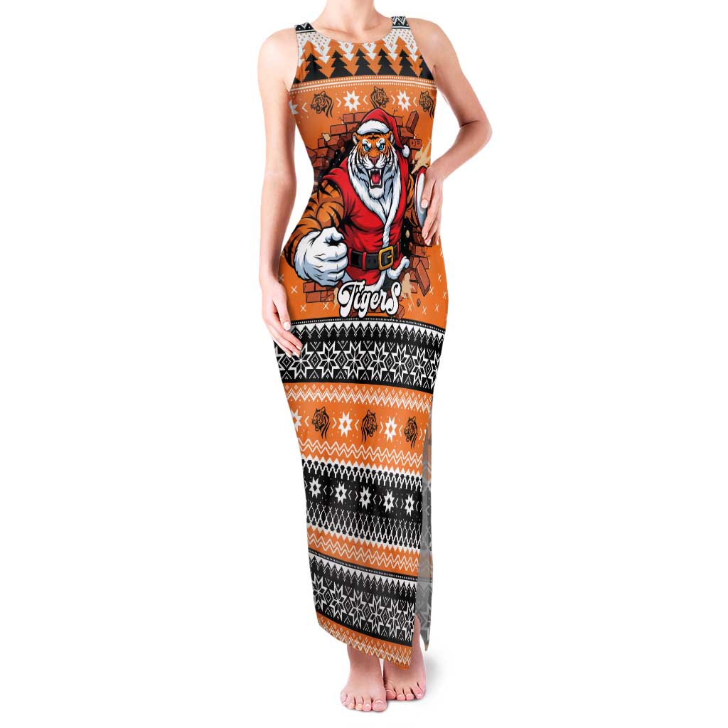 Santa Tiger Roar Personalized Family Matching Tank Maxi Dress and Hawaiian Shirt Christmas Rugby League Spirit - Aussie Hoodie