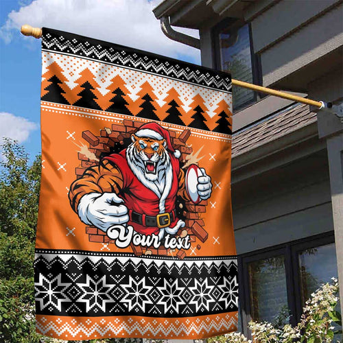 Santa Tiger Roar Personalized Garden Flag Christmas Rugby League Spirit - Aussie Hoodie