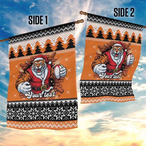 Santa Tiger Roar Personalized Garden Flag Christmas Rugby League Spirit - Aussie Hoodie