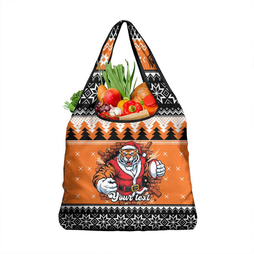 Santa Tiger Roar Personalized Grocery Bag Christmas Rugby League Spirit - Aussie Hoodie