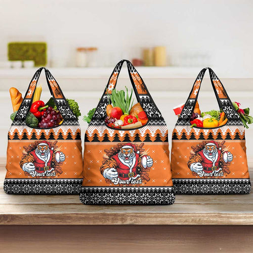 Santa Tiger Roar Personalized Grocery Bag Christmas Rugby League Spirit - Aussie Hoodie