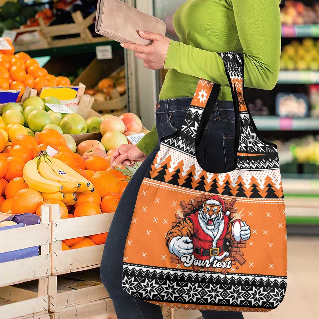 Santa Tiger Roar Personalized Grocery Bag Christmas Rugby League Spirit - Aussie Hoodie