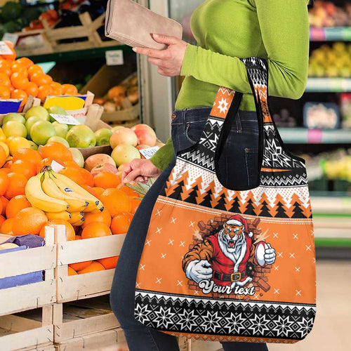 Santa Tiger Roar Personalized Grocery Bag Christmas Rugby League Spirit - Aussie Hoodie