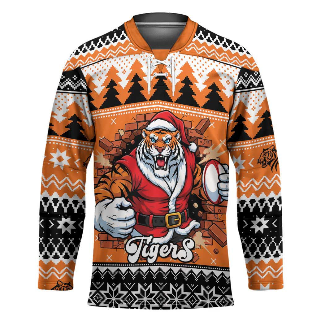 Santa Tiger Roar Personalized Hockey Jersey Christmas Rugby League Spirit - Aussie Hoodie