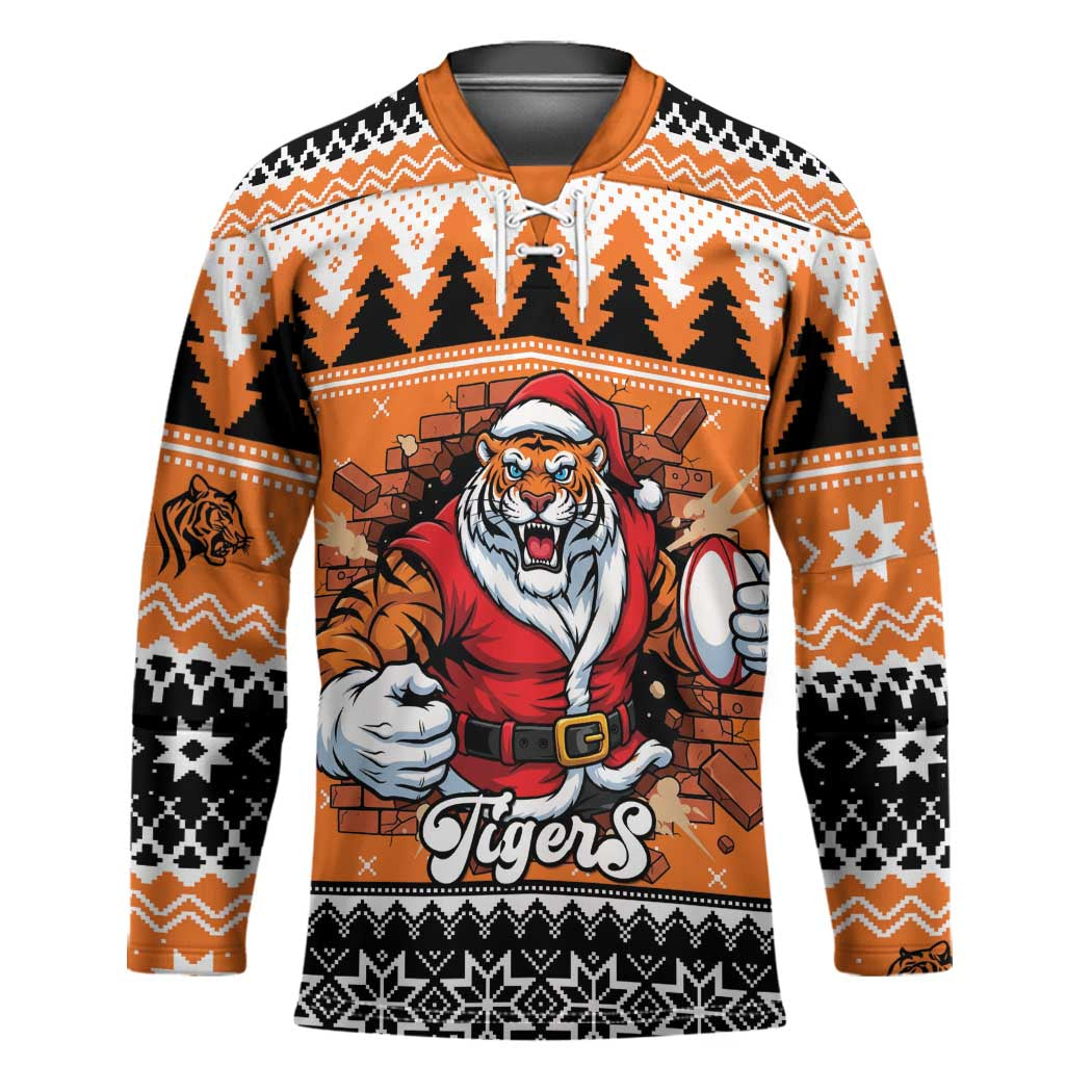 Santa Tiger Roar Personalized Hockey Jersey Christmas Rugby League Spirit - Aussie Hoodie