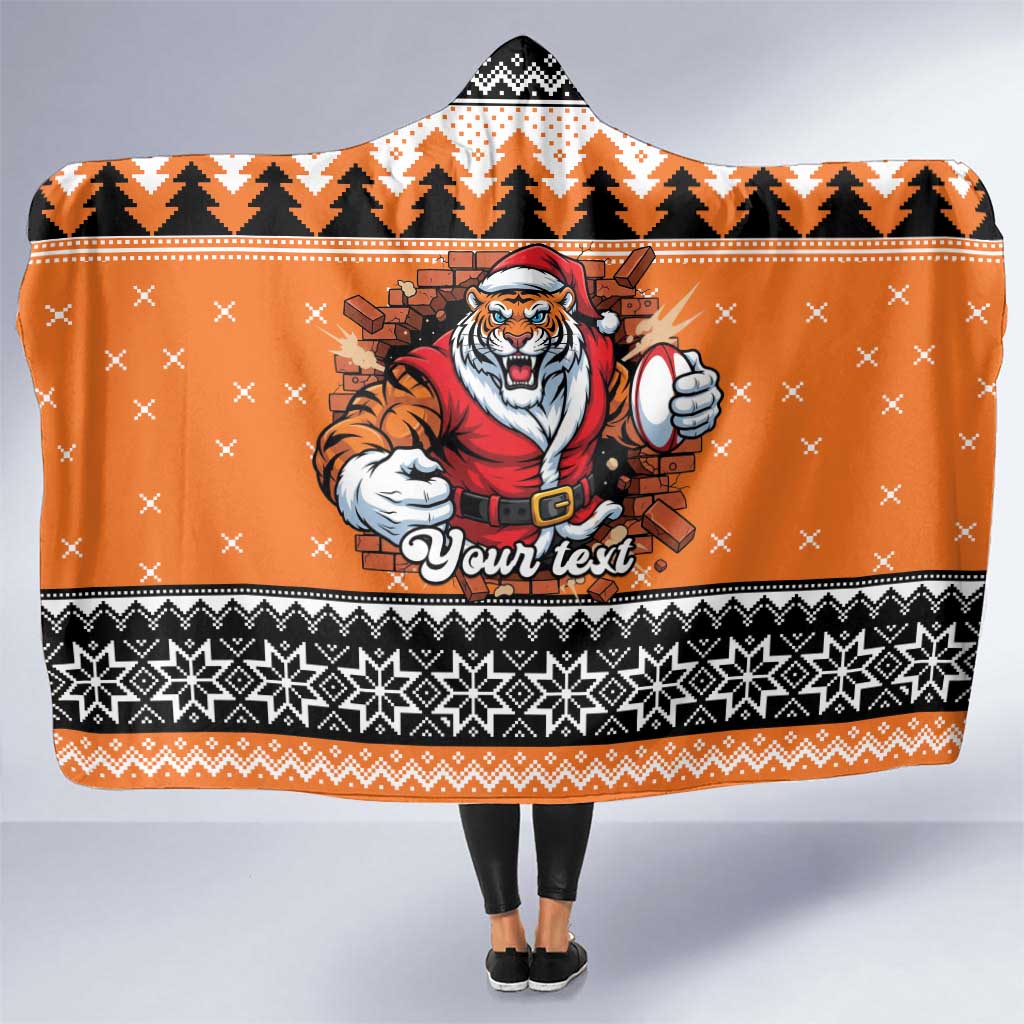 Santa Tiger Roar Personalized Hooded Blanket Christmas Rugby League Spirit - Aussie Hoodie