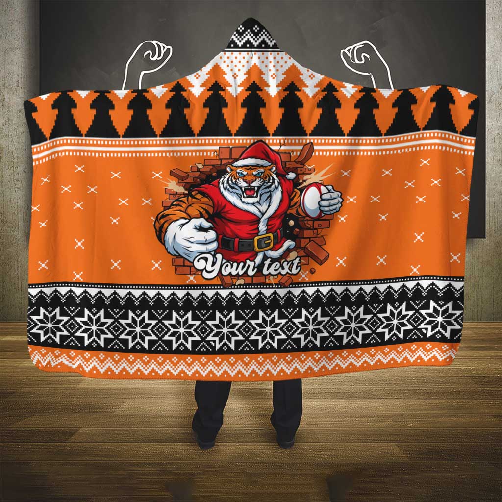 Santa Tiger Roar Personalized Hooded Blanket Christmas Rugby League Spirit - Aussie Hoodie