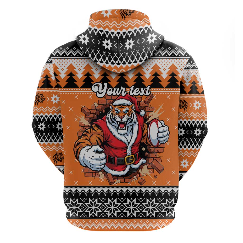 Santa Tiger Roar Personalized Hoodie Christmas Rugby League Spirit - Aussie Hoodie