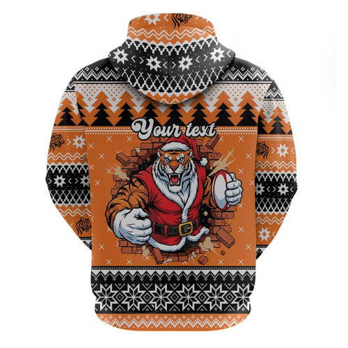 Santa Tiger Roar Personalized Hoodie Christmas Rugby League Spirit - Aussie Hoodie
