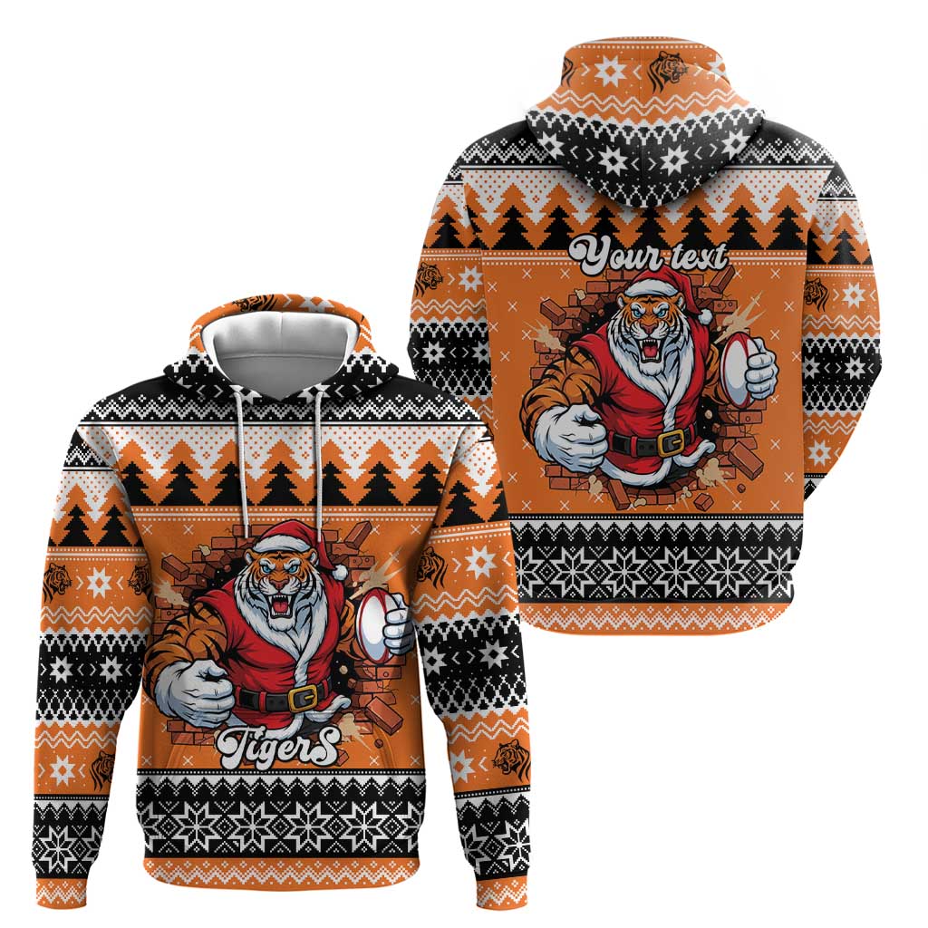 Santa Tiger Roar Personalized Hoodie Christmas Rugby League Spirit - Aussie Hoodie