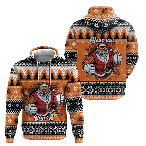 Santa Tiger Roar Personalized Hoodie Christmas Rugby League Spirit - Aussie Hoodie