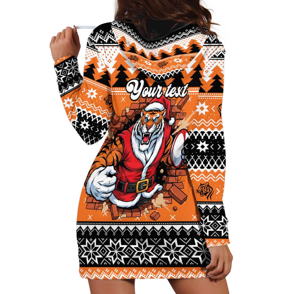 Santa Tiger Roar Personalized Hoodie Dress Christmas Rugby League Spirit - Aussie Hoodie