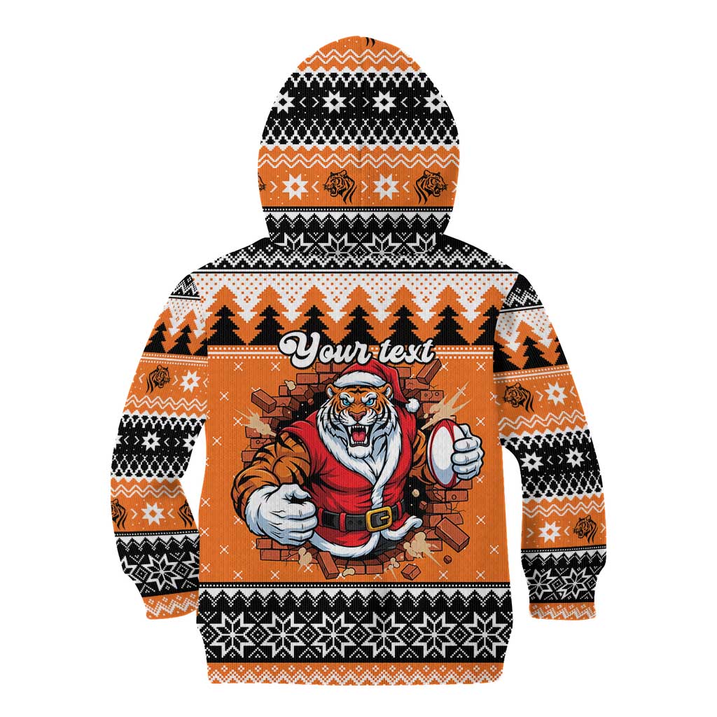 Santa Tiger Roar Personalized Kid Hoodie Christmas Rugby League Spirit - Aussie Hoodie