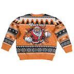 Santa Tiger Roar Personalized Kid Ugly Christmas Sweater Christmas Rugby League Spirit - Aussie Hoodie