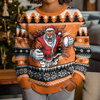Santa Tiger Roar Personalized Kid Ugly Christmas Sweater Christmas Rugby League Spirit - Aussie Hoodie