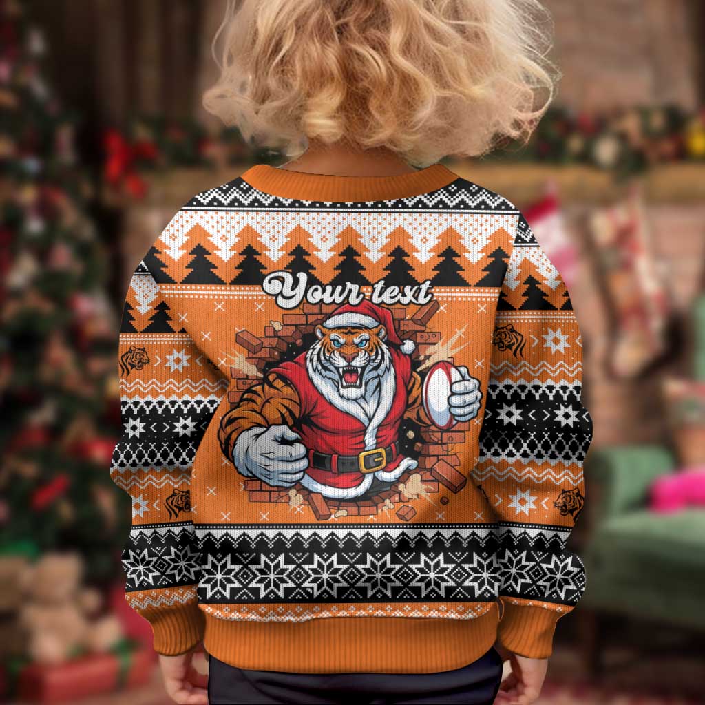 Santa Tiger Roar Personalized Kid Ugly Christmas Sweater Christmas Rugby League Spirit - Aussie Hoodie